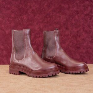 Gianvito Rossi Women Chester Burgundy Leather Chelsea Boots size 6US 36EU